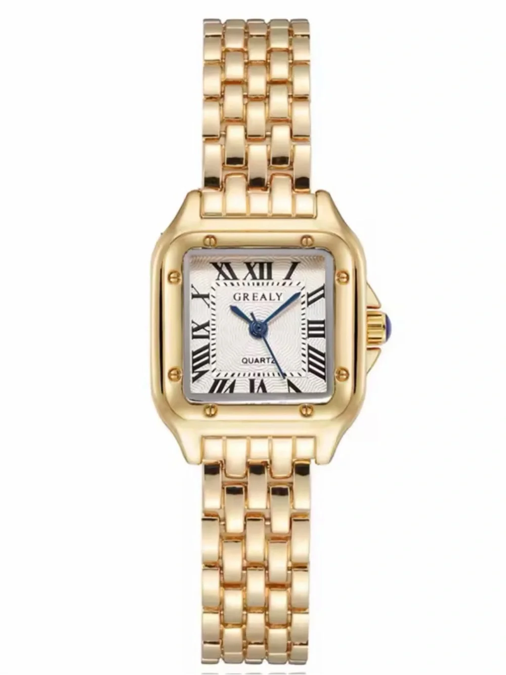 Women Gold Tone Link Bracelet Watch with White Dial